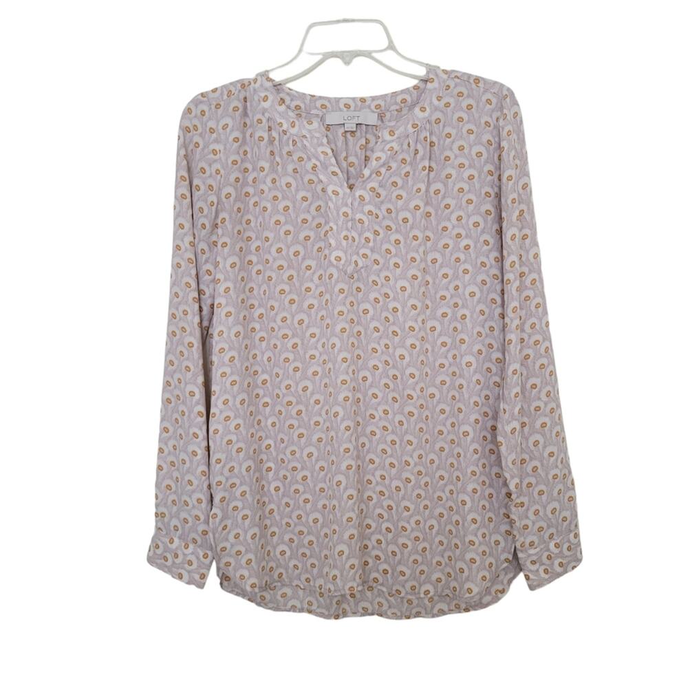 LOFT Loose Fit Blouse Sz XS Cream and Soft Yellow CottageCore